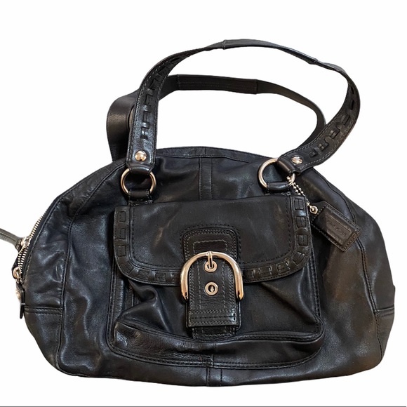 Coach leather purse. Buckle front flap.